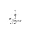 316L Stainless Steel Crystal Rhinestone Customized Letter Dangle Belly Rings FS-WG78412-01-3