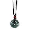 Natural Jadeite Donut/Pi Disc Pendant Necklaces NJEW-F321-03-2