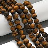 Frosted Natural Tiger Eye Beads Strands G-Q177-A01-01-2