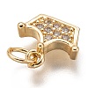 Brass Micro Pave Clear Cubic Zirconia Charms ZIRC-C020-39G-3