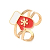 304 Stainless Steel with Enamel Cuff Rings for Women RJEW-Z116-01G-03-2