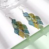 430 Stainless Steel Leaf Dangle Earrings EJEW-A137-10P-01-1