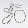 Tarnish Resistant 304 Stainless Steel Cross Rolo Chain Jewelry Sets SJEW-A077-01P-2