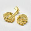 Brass Micro Pave Cubic Zirconia Fold Over Clasps KK-K180-06G-2