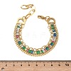 304 Stainless Steel & Glass Double Layers Chain Bracelets for Women BJEW-F540-10G-04-5