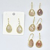 Natural Sunstone Dangle Earrings EJEW-L228-01E-1