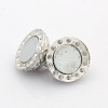 Round Platinum Plated Alloy Enamel Magnetic Clasps with Loops ENAM-P110-M-4