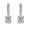 Rectangle 925 Sterling Silver Micro Pave Clear Cubic Zirconia Dangle Hoop Earrings for Woman EJEW-F350-07P-1