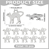 16Pcs 304 Stainless Steel Kitten Charms STAS-LP0003-41-2