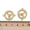 Brass Micro Pave Clear Cubic Zirconia Ring with Angel Connector Charms KK-I358-047G-3
