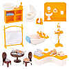 CRASPIRE 2 Style 2 Style Plastic Dollhouse Kitchen & Bathroom Accessories Set AJEW-CP0005-34-1