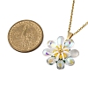 Glass & Handmade Polymer Clay & Glass Seed Beaded Flower Pendant 304 Stainless Steel Cable Chain Necklaces NJEW-MZ00119-01-3