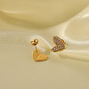 Stainless Steel Rhinestone Heart Stud Earrings for Women VM2670-3-1