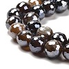 Electroplated Natural Agate Round Beads Strands G-L598-A01-03B-4