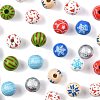 60Pcs 10 Styles Christmas Spray Painted Schima Wood Beads WOOD-FS0002-45-3