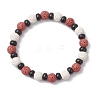 Natural Lava Rock & Coconut Shell Beaded Stretch Bracelets for Women Men BJEW-JB12470-01-2