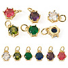 6Pcs 6 Colors Brass Pave Cubic Zirconia Pendants KK-TA0002-15-2