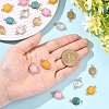 10Pcs 5 Styles Tigerskin Glass & Dyed Natural White Jade & Quartz Crystal Square Links Connector Charmss G-YW0002-75-5