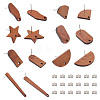 Olycraft 14 Pairs 7 Style Walnut Wood Stud Earring Findings MAK-OC0002-02-1