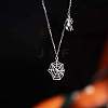 Anti-Tarnish 925 Sterling Silver Spider and Web Pendant Necklaces NG1088-1-2