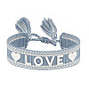 Silicone Word Love Pattern Braided Cord Bracelet with Polyester Tassels VALE-PW0001-032D-1