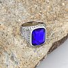 304 Stainless Steel with Natural Lapis Lazuli Finger Rings FS-WG67565-59-1