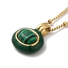 Natural Malachite Enamel Oval Pendant Necklace NJEW-D054-06B-G-2