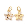 Star Brass Micro Pave Clear Cubic Zirconia Charms KK-G435-43G-1