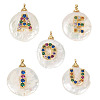 5Pcs 5 Styles Natural Cultured Freshwater Pearl Nuggets with Letter Pendants PEAR-TA0001-27-3