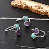Natural Amethyst & Amazonite Finger Rings RJEW-A068-03P-02-1