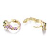 Green Cubic Zirconia Snake Huggie Hoop Earring EJEW-N011-46E-NF-3