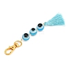Resin Evil Eye Round Bead & Polyester Tassel Pendant Decorations HJEW-JM04164-01-4