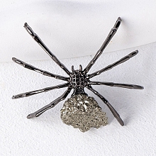Natural Pyrite & Alloy Spider Display Decorations WG61950-01