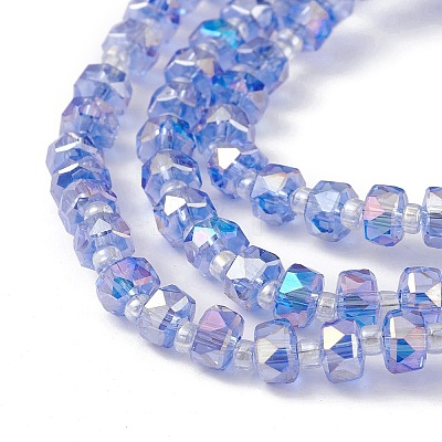 Transparent Electroplate Glass Beads Strands X-EGLA-F153-AB08-1