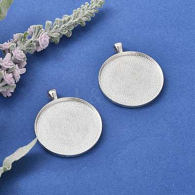 Tibetan Style Flat Round Alloy Big Pendant Cabochon Settings LS-X-TIBEP-Q049-09AS-RS-1
