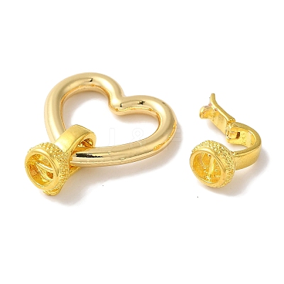 Heart Rack Plating Brass Fold Over Clasps KK-A225-17G-1
