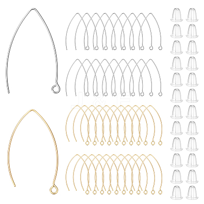 60Pcs 2 Colors 304 Stainless Steel Earring Hooks STAS-ME0001-52-1