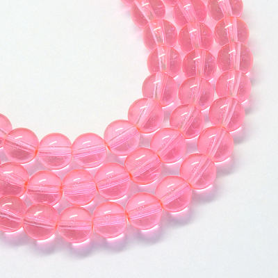 Baking Paint Transparent Glass Round Bead Strands X-DGLA-Q022-8mm-07-1