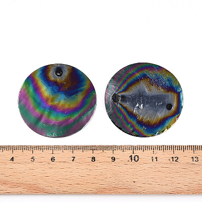 Spray Painted Natural Capiz Shell Pendants SSHEL-Z002-01C-1