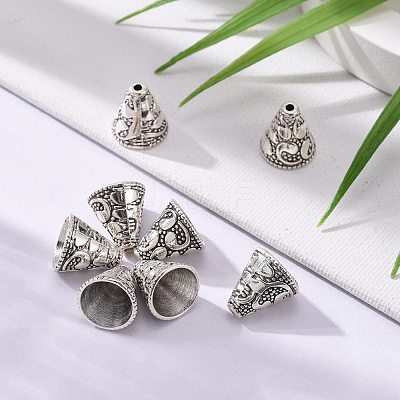 Tibetan Style Cone Alloy Bead Caps X-PALLOY-I112-09AS-1