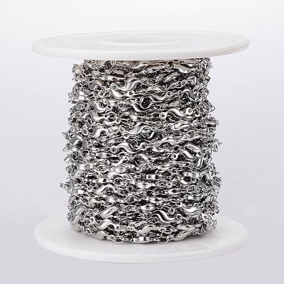 Tarnish Resistant 304 Stainless Steel Bar Link Chains CHS-H009-16P-1