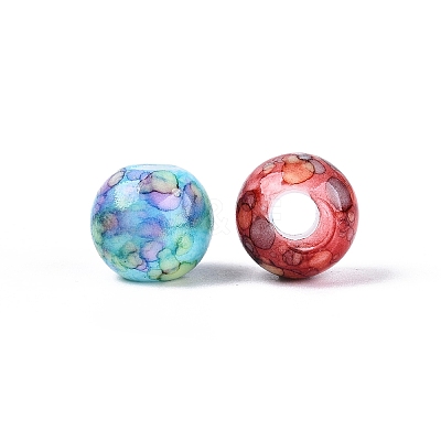 Printed Opaque Acrylic European Beads OACR-Q200-06-1