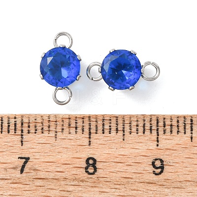 304 Stainless Steel Micro Pave Cubic Zirconia Connector Charms STAS-H240-50P-09-1
