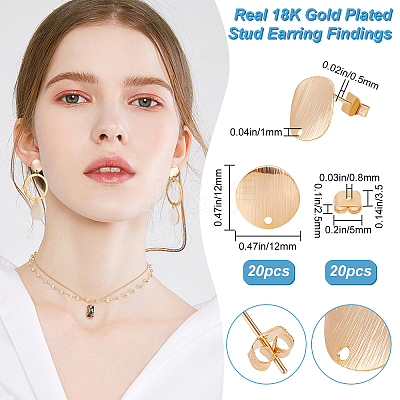 20Pcs Brass Stud Earring Findings KK-BBC0002-39-1