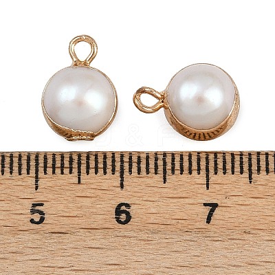 Natural Pearl Round Charms KK-D423-08G-1