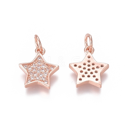 Brass Micro Pave Clear Cubic Zirconia Charms ZIRC-I036-03RG-1