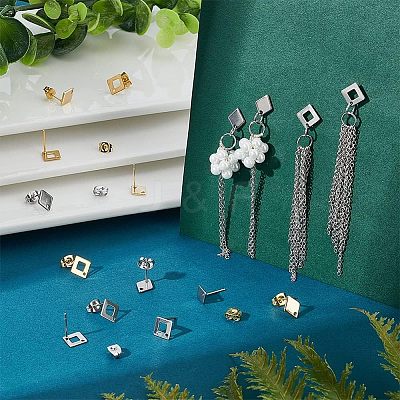 40Pcs 4 Style 304 & 201 Stainless Steel Stud Earring Findings STAS-UN0038-71-1