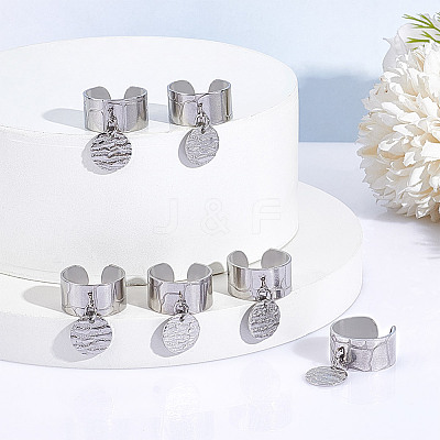 6Pcs 304 Stainless Steel Open Cuff Finger Rings RJEW-UN00009-1