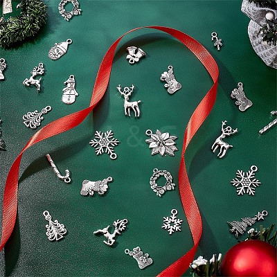 64Pcs 16 Style Tibetan Style Alloy Pendants FIND-SC0002-61-1