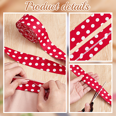Polka Dot Printed Polyester Double Fold Bias Tape OCOR-WH0036-34B-1
